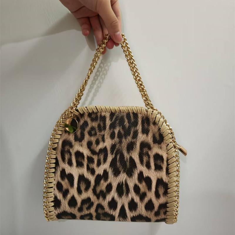 2025 Fashion Weaving Side Line Leopard Women Handbags Luxury Designer Lady Chain Crossbody Bags Travel Vacation Messenger Bag
