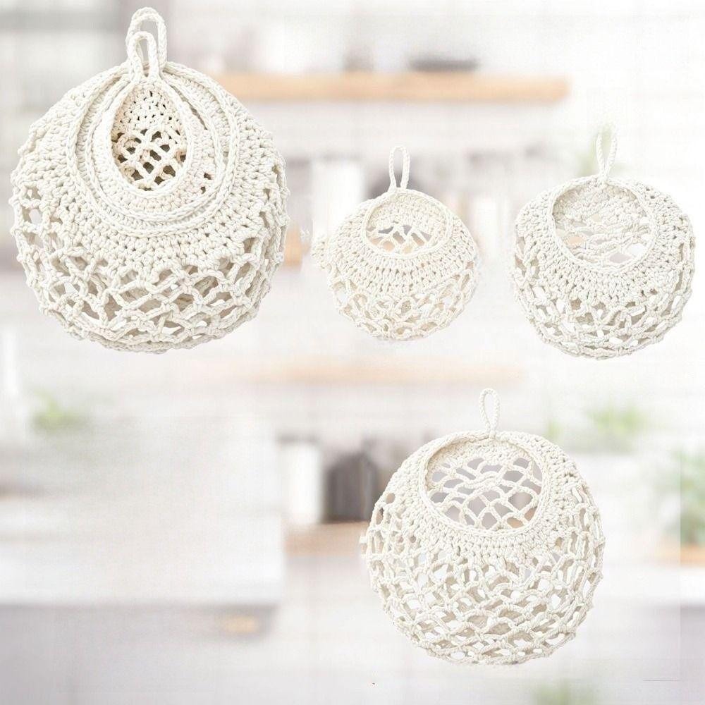3Pcs/Set Wall Mount Wall Hanging Basket Teardrop Shape Vegetable  Woven Basket  for Kitchen