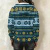 Women's Fashion Christmas Print Long Sleeve Hooded Pullover Sweatshirt Top