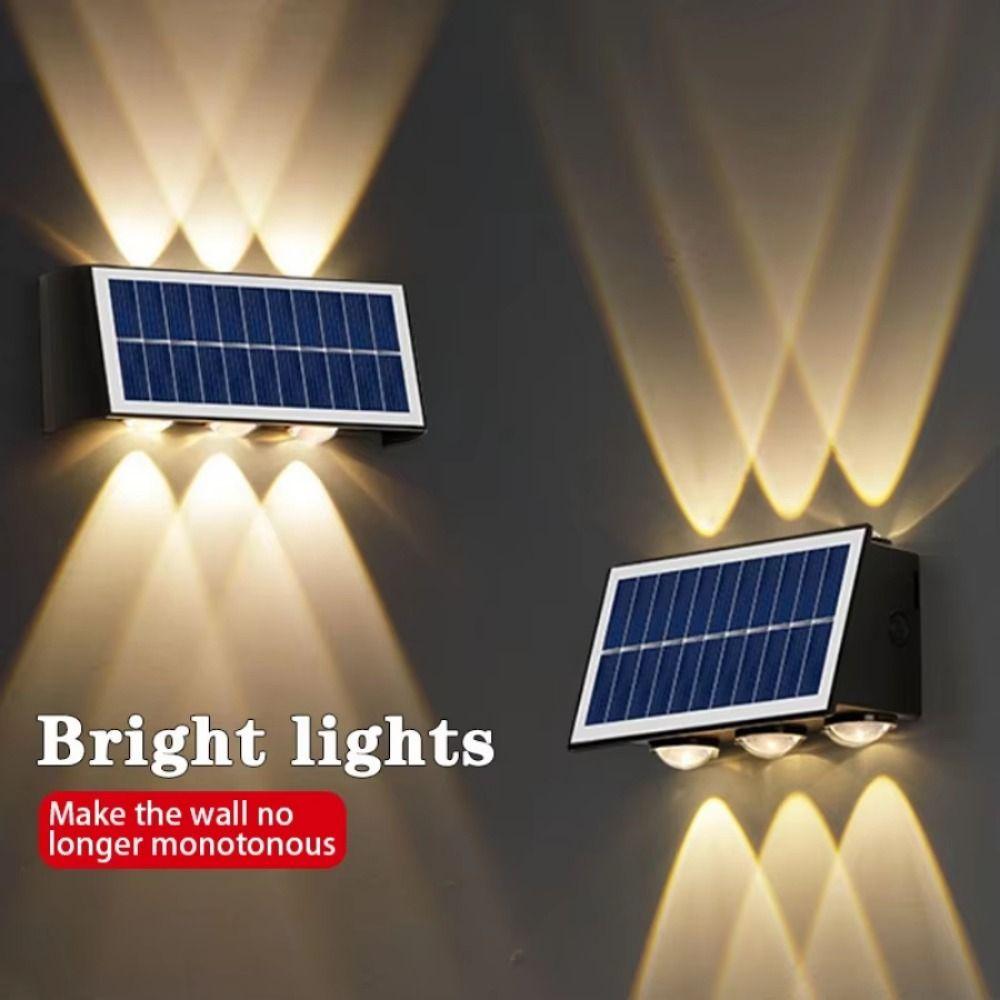 

Up and Down 4/6/8 LED Solar Light IP65 Waterproof Automatic Outdoor Lighting Balcony 4 Heads Warm Light