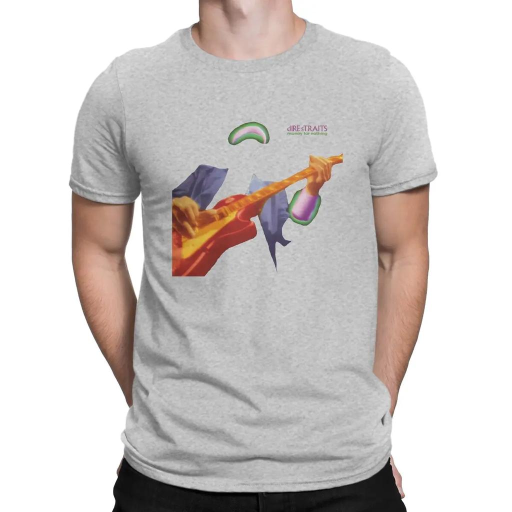 Funny Money For Nothing Music T-Shirts Men O Neck 100% Cotton T Shirts Dire Straits Band Short Sleeve Tees  Clothes