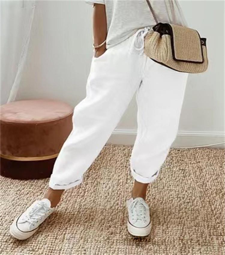 Cotton Casual Pants For Women With Pockets And Elastic Waist For Spring 2023
