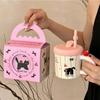 Cute Cat Pattern Cute Drinking Cup with Straw Cartoon Cat Drinkware  for Best Friend