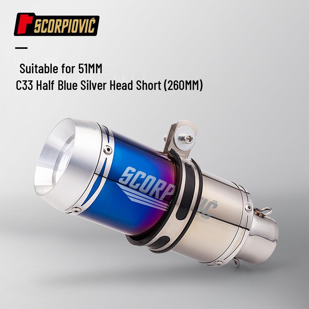 C33 Universal Exhaust Pipe for 450SR, Sai 800, S1000RR, 250RR, CBR400, DUKE390.