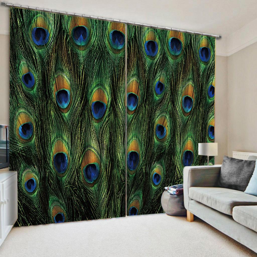New Polyester Fabric Curtains Printing Pink Peacock Design Curtains for Living Room Bedroom Pastoral CURTAIN Home Decor Custom
