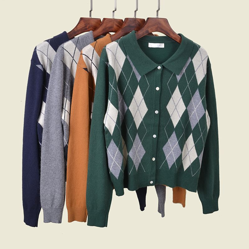 Polo Single-Breasted Collared Dehaired Angora Cardigan