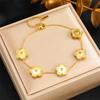 Gold Flower Charm Bracelet, Dainty 18K Gold Plated Wrist Chain for Women Everyday Jewelry Gift