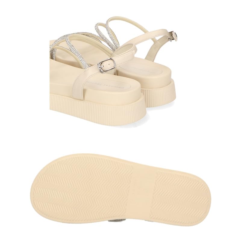 Round Large and Small Easy to Walk 41217 cm cm [Oriental Traffic] Sandals, Rhinestone, Toe, Sizes, in, Straps, Women's, BEIGE, 22.0 - 22.5