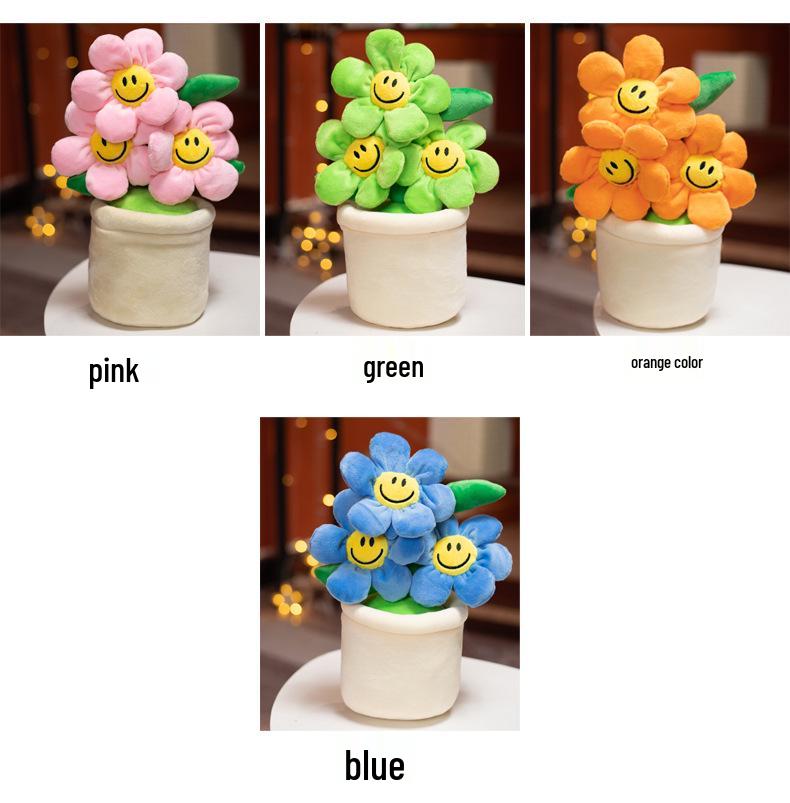 Sunflower Doll Plush Toy - Small Potted Plant Ornament for Home or Office Decor