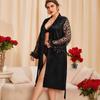 Plus Size Lös badrock Hemservice Tunn Vit Spets Pyjamas Dam Simulation Silk Home Cardigan