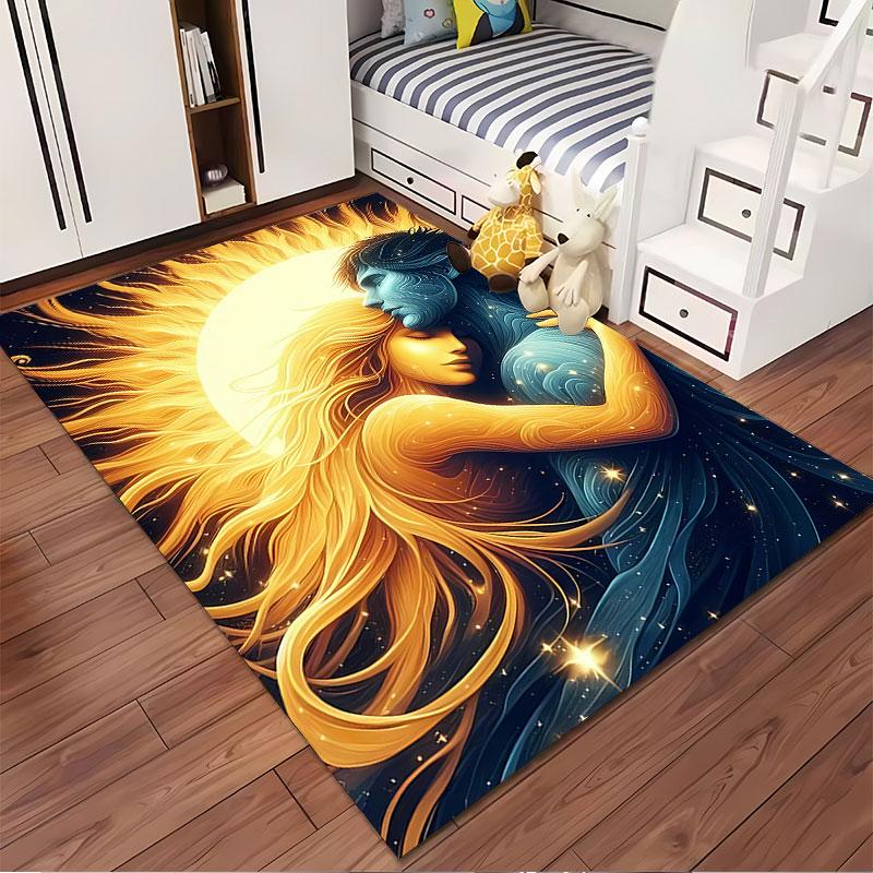 Sun and Moon Embrace Carpet Suitable As a Non-slip Mat for the Living Room or Bedroom Sofa