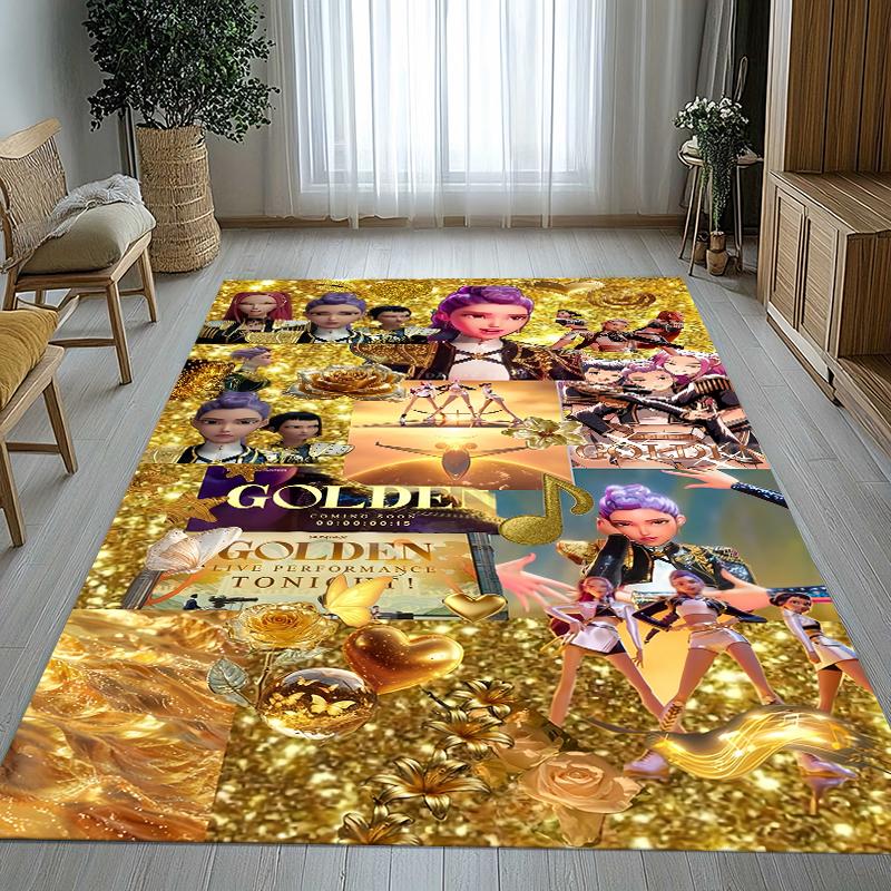 

K-Pop Demon Hunters Golden Saja Boys Living Room Non-Slip Area Rug Soft Carpet for Bedroom Playroom Sofa,Home Decor Doormat 40x60cm