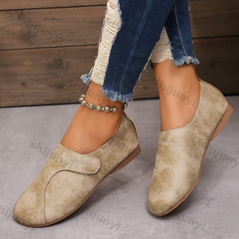 Women's Round Toe Flat Shoes Spring Autumn New Elegant Casual Solid Color Wear-Resistant Fashion Comfortable Walking Flat Shoes