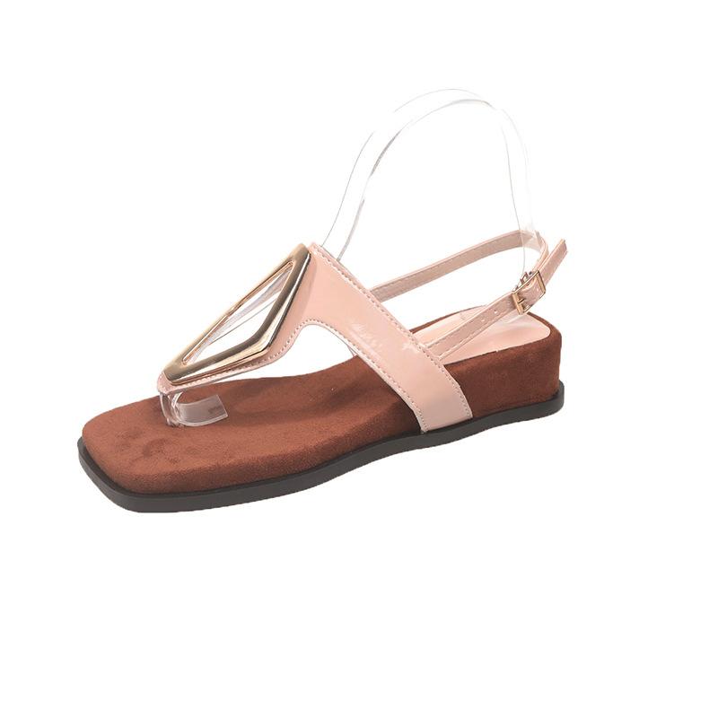 

Summer super good-looking thick-soled small slope heel pinch toe Roman sandals women s summer outer wear with skirt 2025 new 40 телесный
