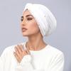 Muslim Women Turban Hijab New Ramadan Pearl Decor Solid Color Pleated Head Wraps Elastic Beanies Hijab Hat Classic Headscarf