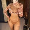 Printed Underwired Long Sleeve Bikini Women Swimwear Female Swimsuit Two-pieces Bikini Set Bather Bathing Suit Swim Lady