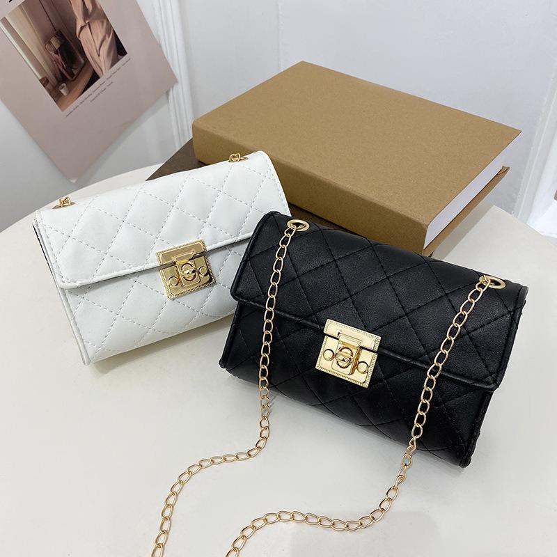 Embroidered lock small square bag lis women's shoulder bag women's diamond chain bag