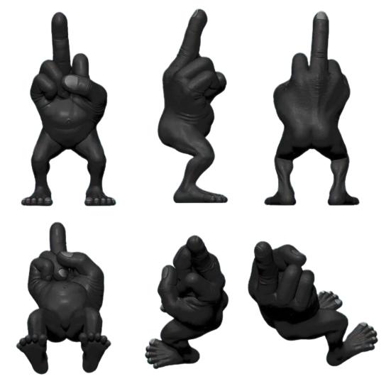 Middle Finger Figure with Legs Middle Finger Statue 3D Printed Sculpture Joke Trophy Home Office Desktop Ornament Party Accessory Gag Gifts