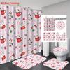 4-teiliges Badezimmer-Set mit Weihnachtskatzen-Druck 180X180 Wasserdichter Duschvorhang, Badematte, WC-Matte, U-förmige Matte