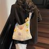 Yogodlns Vintage Hollow Woven Women Floral Decor Shoulder Bag Knitting Handbags Large Capacity Tote Bags For Ladies Beach Travel Shopper Purse