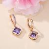 Zhe Huang earrings champagne gold purple diamond square stud earrings temperament versatile jewelry