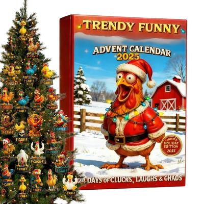 Chick Pendant Countdown Calendar 2D Reusable 24-Day Chick Ornaments Advent Countdown Calendar for Tree Window Wall Door Friends