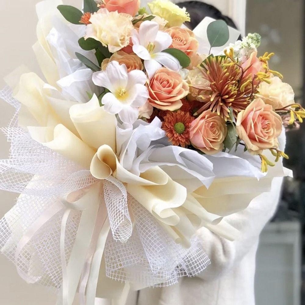 50cm Wide Fresh Flower Wrapping Paper Hard Yarn Hollowed Mesh Wrapping Paper DIY Bouquet Wrapping Paper