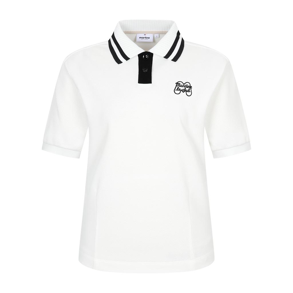 Martin Golf Knit Collar Crop Short Sleeve T-Shirt_Off-White
