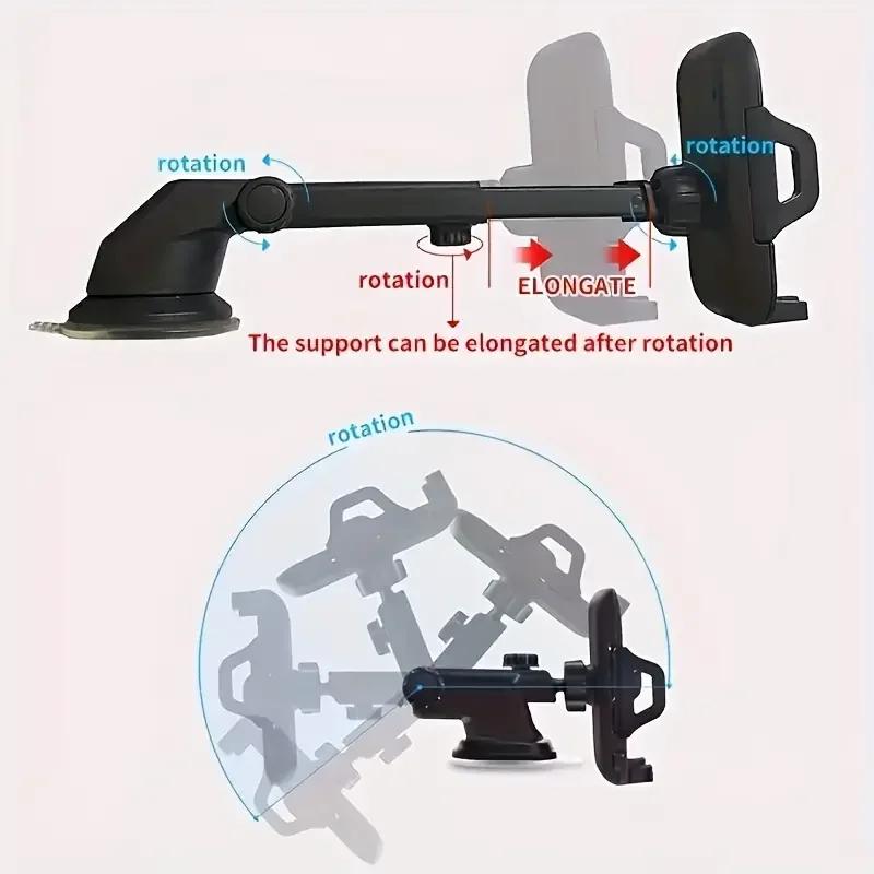 Car Phone Holder Sucker Mount Stand Suction Cup Cellphone Support In Car For iPhone15 Xiaomi Huawei Samsung Mobilephone Bracket