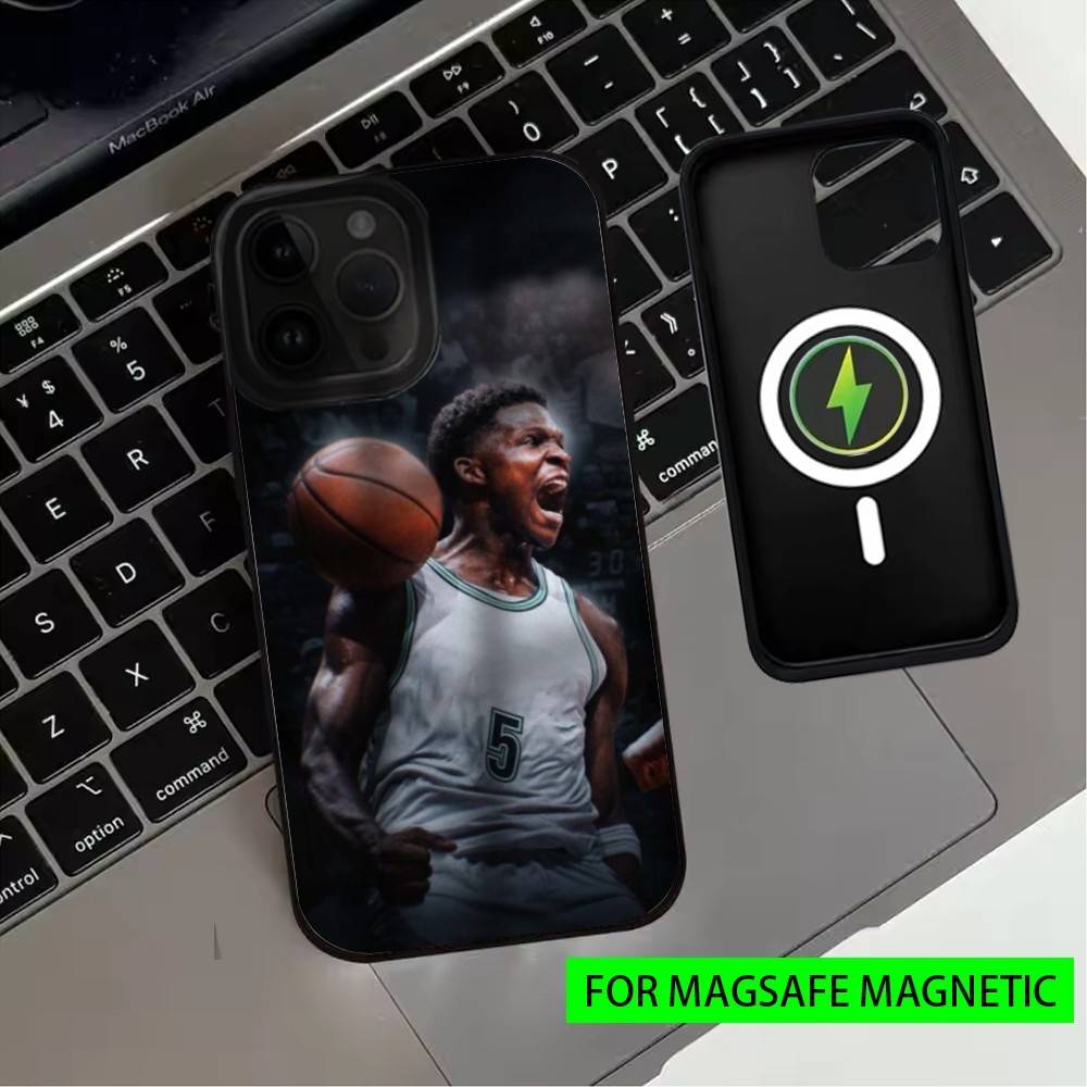 Basketbalová hvězda A-Anthony Edwards Pouzdro na telefon Pro iPhone17,16,15,14,13,12,11 Plus,Pro Max Magnetické Pro Magsafe Bezdrátové nabíjení