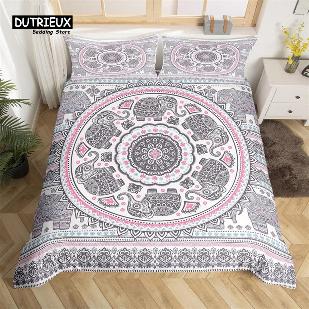 Comforter Elephant Feather Bohemian Mandala Bedding Set Single Twin King Microfiber Exotic Animal Tree Of Life Comforter