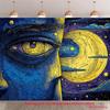 2D Starry Night Eye Backdrop Abstract Moon Photography Background