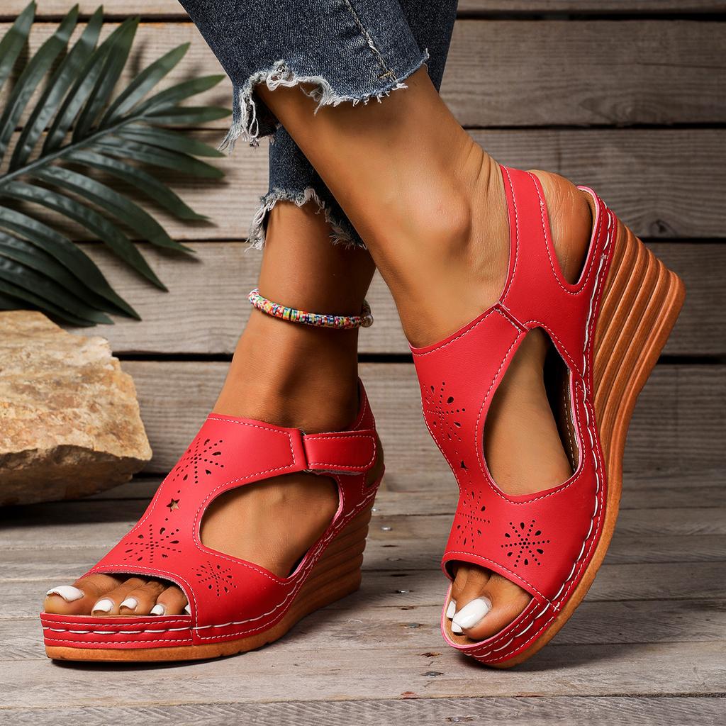 Fashion New Women's Contrast Color Wedge Sandals Summer Peep Toe Non Slip Beach Shoes Woman Comfortable Platform Roman Sandalias Mujer