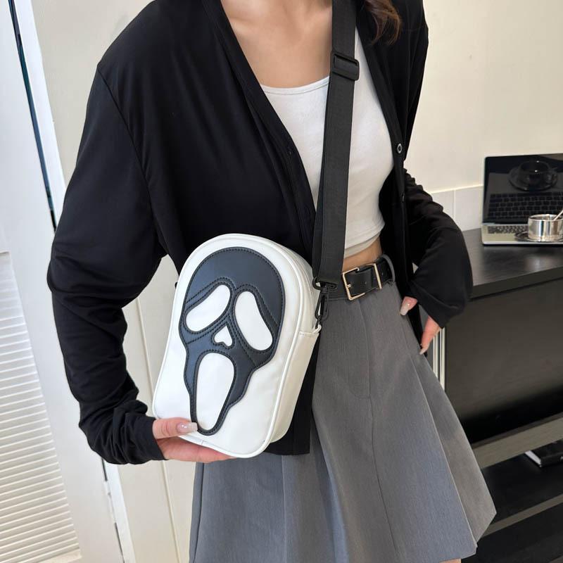 Crossbody bag men and women niche design personality trend funny ghost skull shoulder bag soft phone small satchel