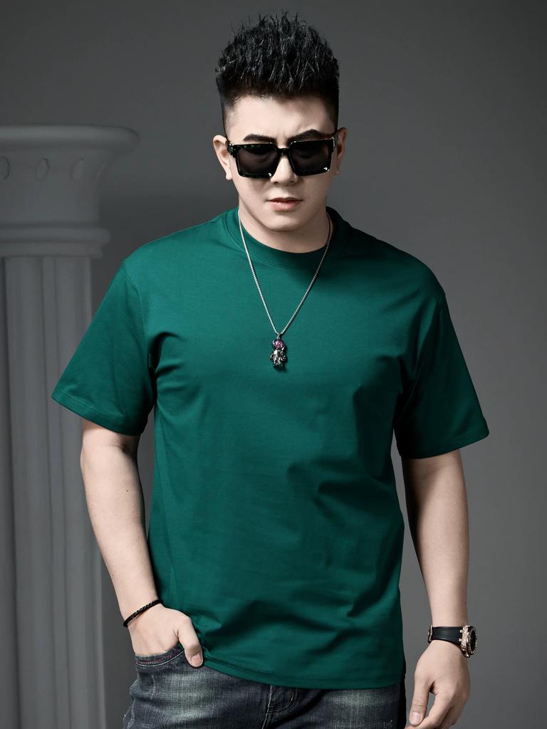 Ozhouzhan Short Sleeve T-shirt Men's Summer Fashion Brand Solid Round Neck Bottoming Shirt Loose Half Sleeve T-shirt Men's Top Clothes