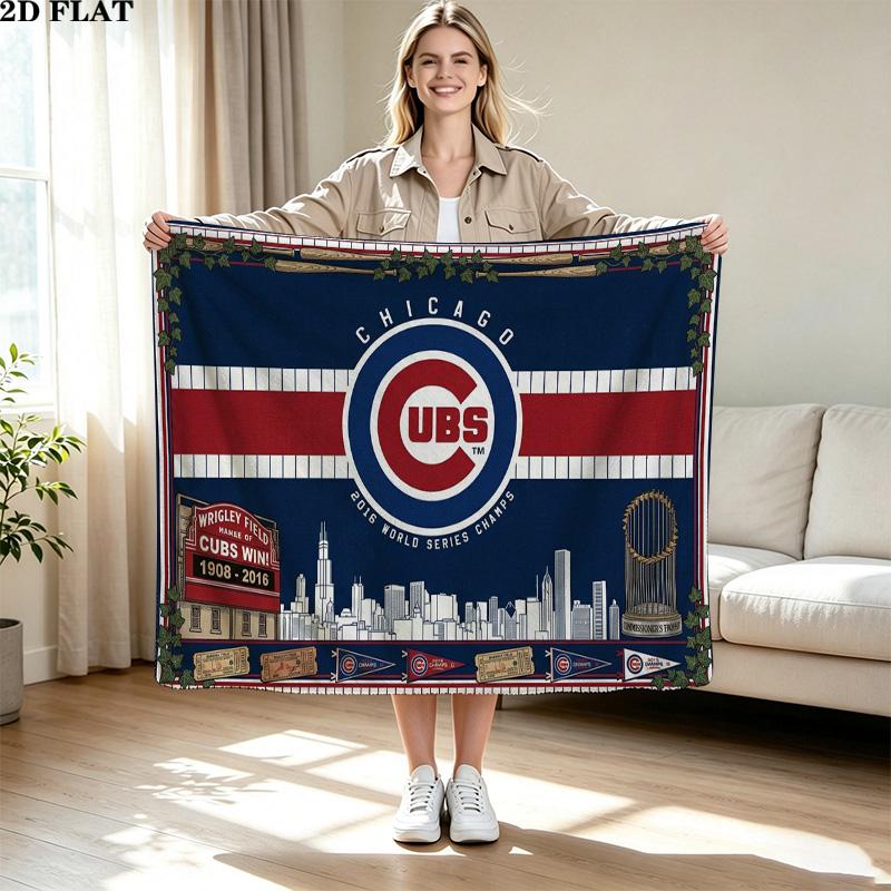 Chicago Cubs Print Flannel Blanket High Quality Warm Comfortable Cover for All Seasons Perfect for Gifts Home Decor