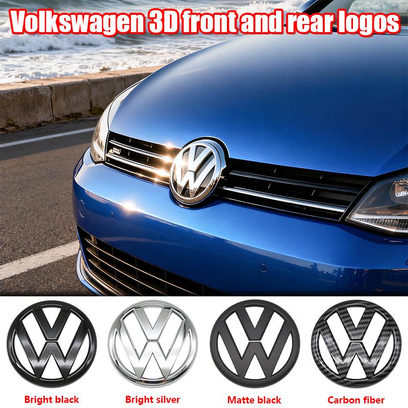 Chrome Silver/Glossy Black Front Radiator Grille & Rear Trunk Lid Emblems for VW Golf 7 (2014 - 2017) - Auto Badge Accessories