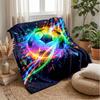 Colorful Soccer Ball Blanket Personalized Name Flannel Blanket Soft Cozy Plush Throw for Sofa Bed Lightweight Home Decor