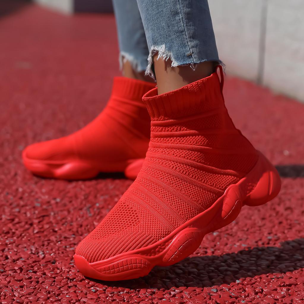 Frühling und Herbst neue fliegende gewebte Übergröße Freizeitsportschuhe High-Top atmungsaktiv rutschfest Paar Übergröße Stiefeletten