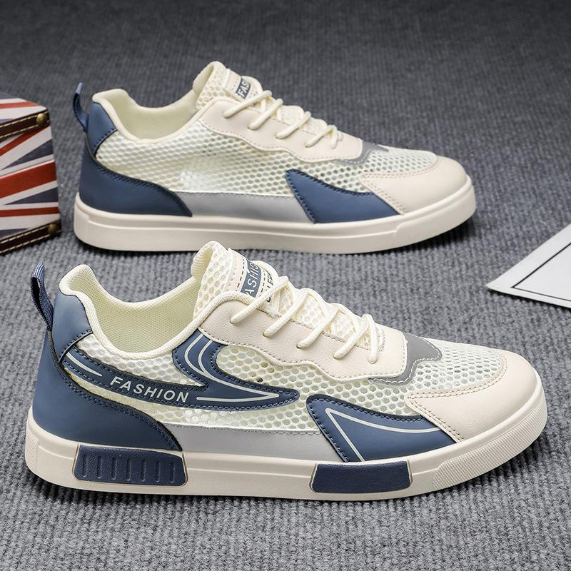Men's Shoes for Summer New Breathable Thin Mesh Non-slip Board Shoes for Men's Teenager Mesh Hollow Sports and Casual Trendy Shoes