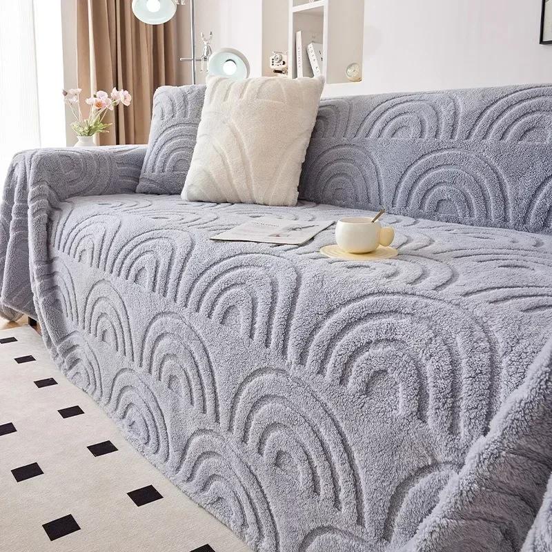

Thicken Plush Sofa Cover Non-Slip Woven Couch Cushion Slipcover Towel for Living Room Sofa Blanket Living Room Furniture Lining 180x90cm