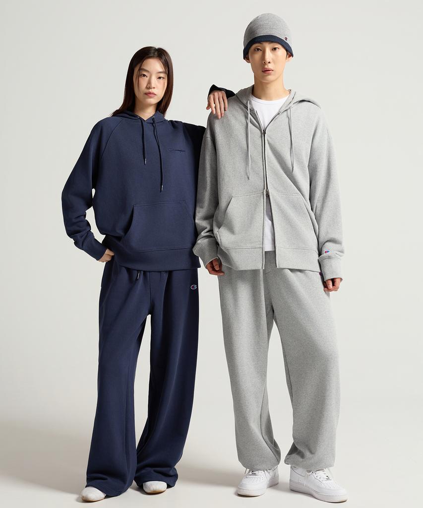 Champion Small Logo Loose Fit Zip-Up Hoodie Grey