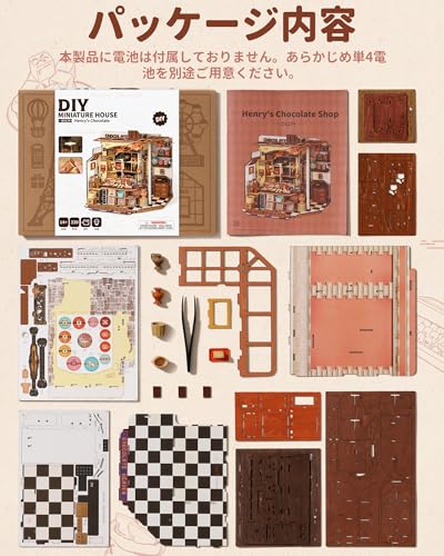 ROBOTIME Miniature House Dollhouse DIY Miniature Kit Dollhouse with LED Lights Mini Model Kit Figure Accessory DIY Craft Toy for Kids and Adults Chris