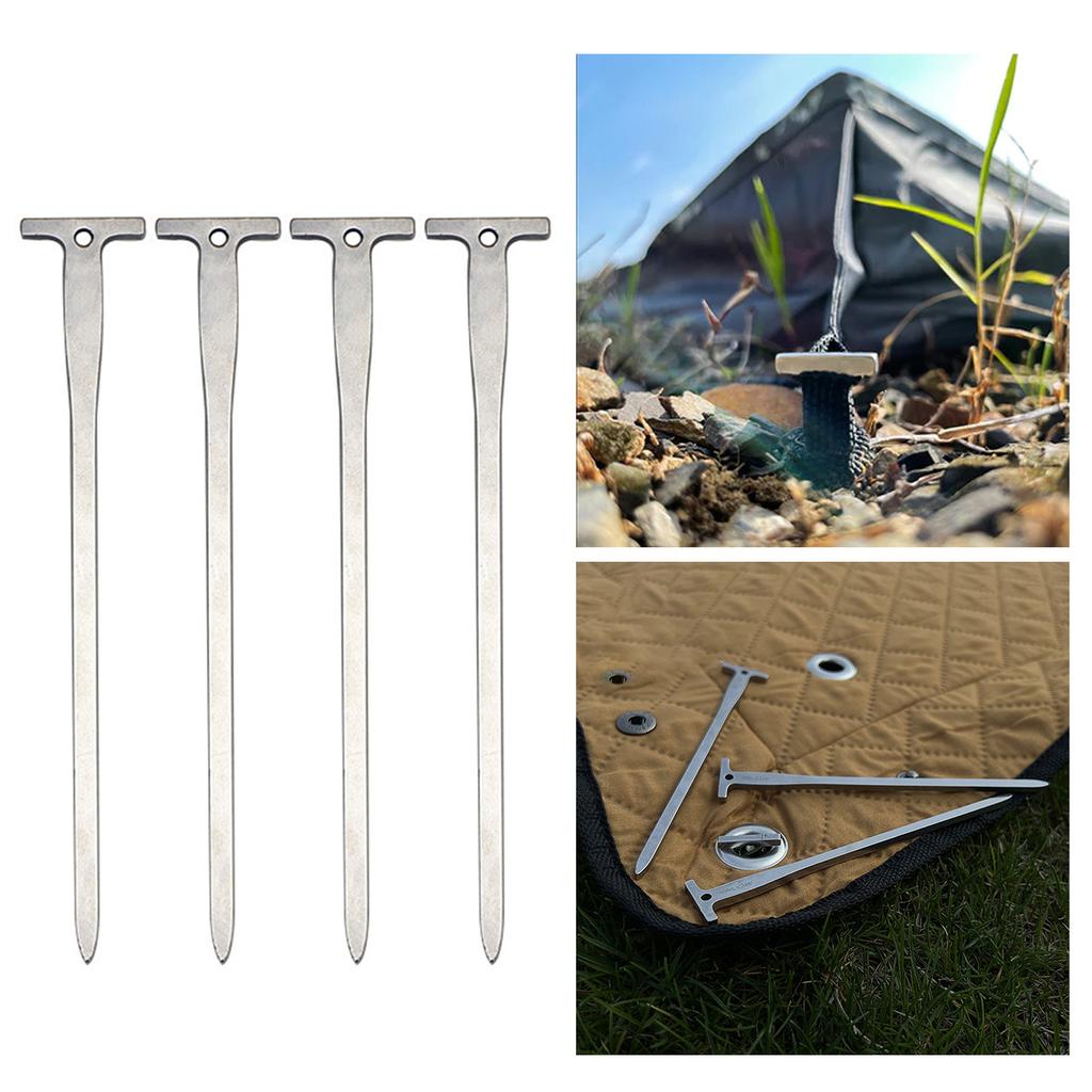 Long Camping Tent Stake Stainless Steel Canopy Stakes Spikes Heavy Duties Tent Peg Wind-proof Lengthened Tent Ground Peg