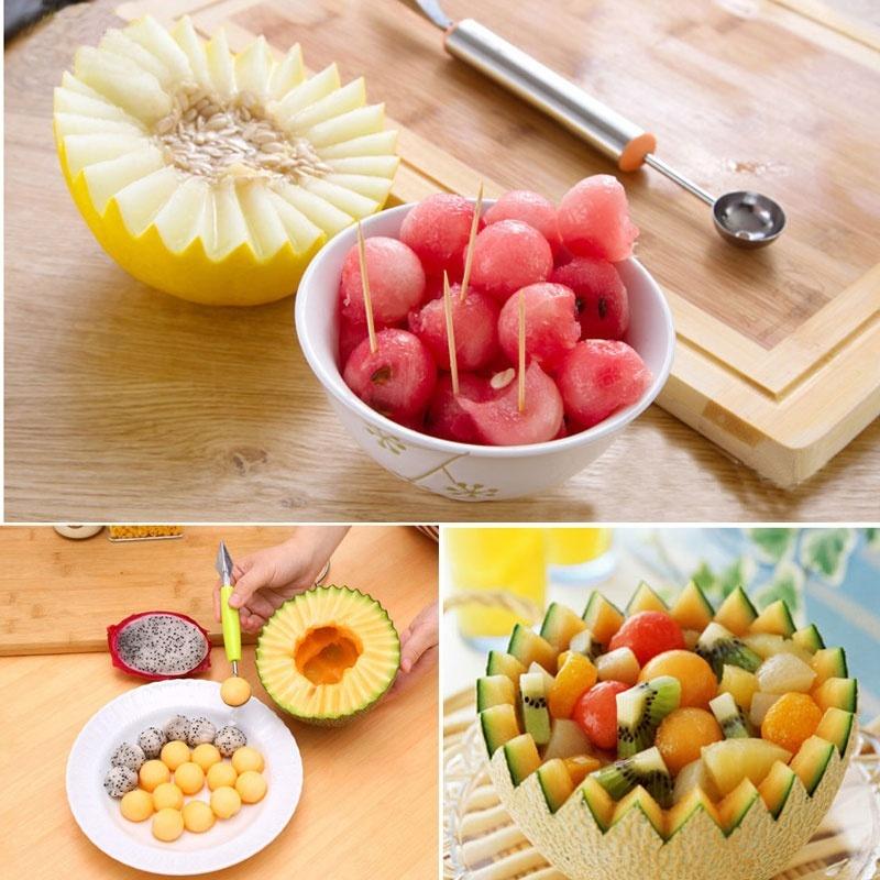 Dual Head Fruit Platter Carving Knife Kitchen Vegetable Carve Fruit Slicer Device Scoop Ballers Cutter Chop Gadgets Accessorie