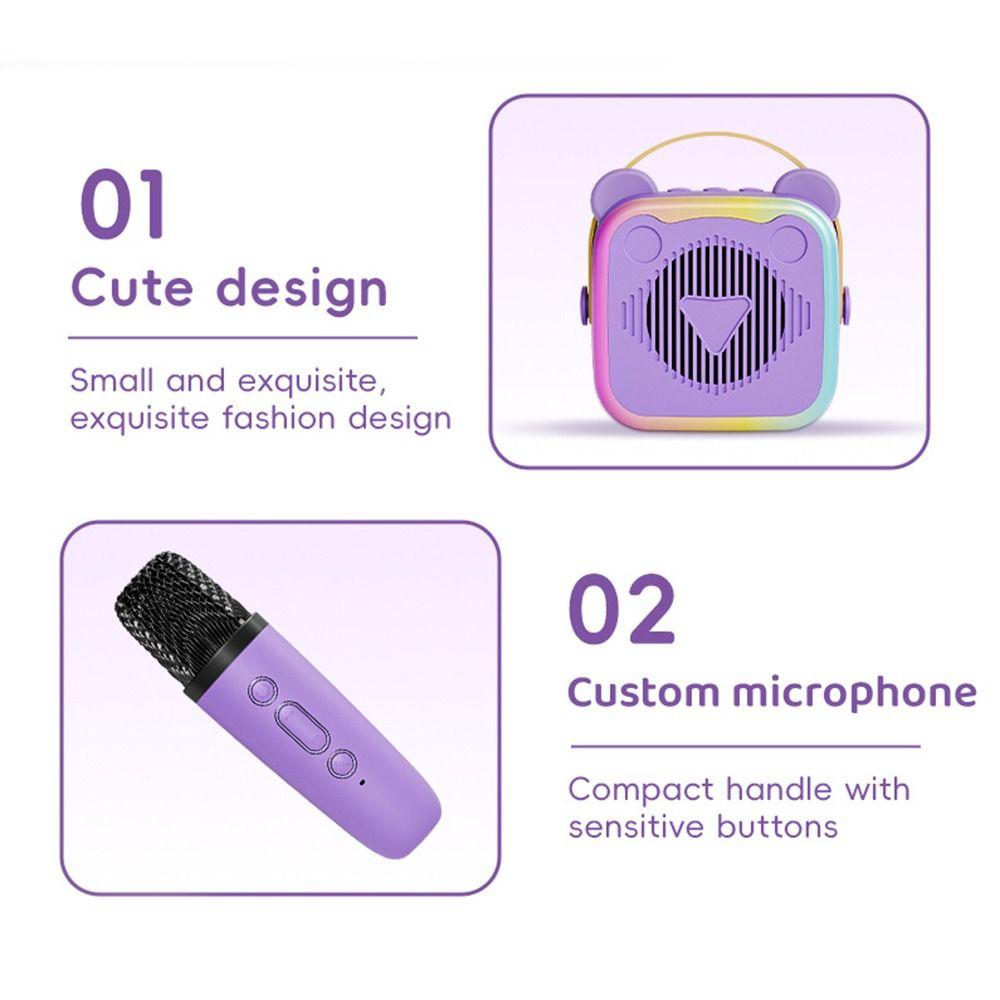 Portable Mini Karaoke Machine HIFI Surround Wireless Sound Microphone Set Outdoor Karaoke