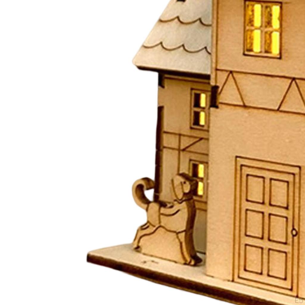 Unfinished Wood House Living Room Sculpture Festival Village Christmas Scene