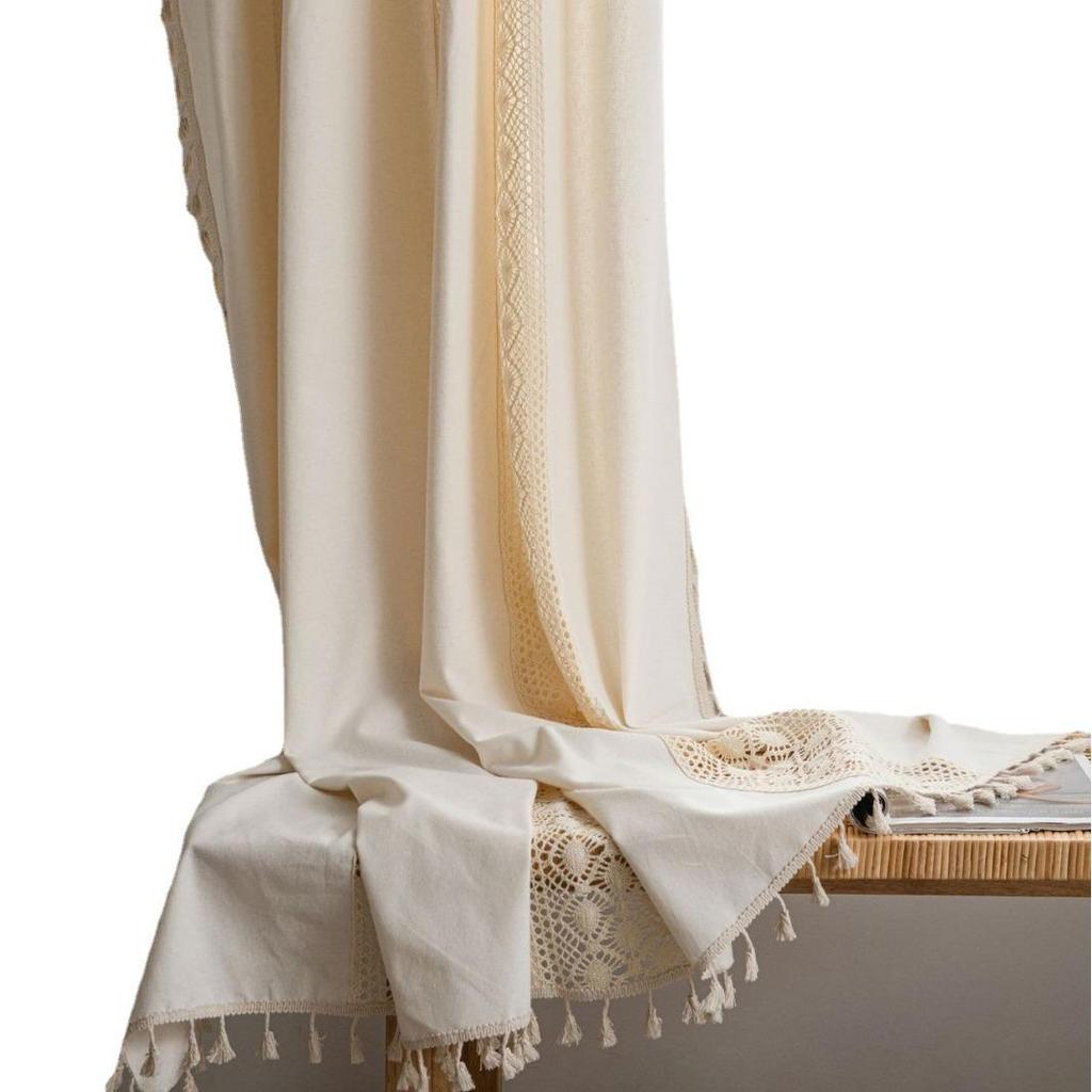 Amerikanische Polka Dot Häkel-Patchwork-Vorhänge für Wohnzimmer, Schlafzimmer oder Erkerfenster