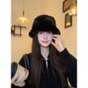 Women S Plush Bucket Hat Korean Style Solid Color Autumn Winter Warm