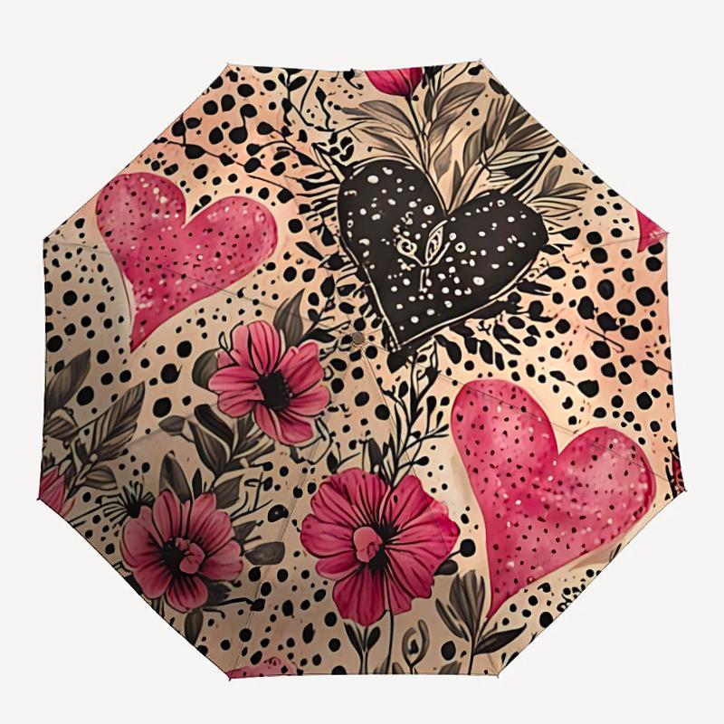 

1pc Heart FlowersAutomatic Open/close Umbrella, 8-Rib sturdy structure, Portable Travel Umbrella, Parties, Everyday Usec10